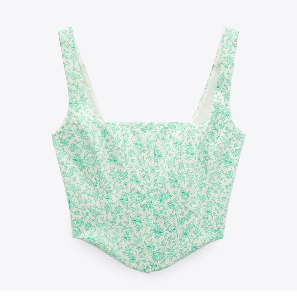 Floral Green Corset -XS